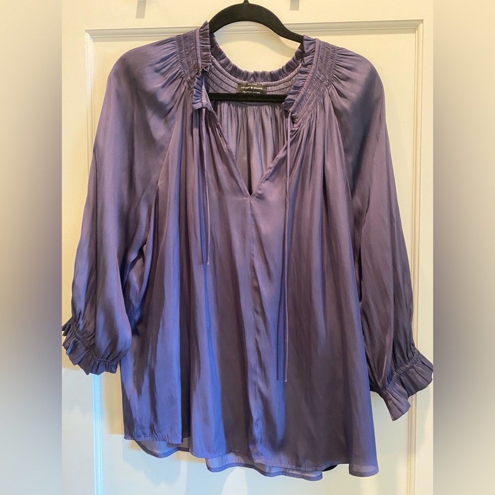 Lovely navy silk Lucky blouse